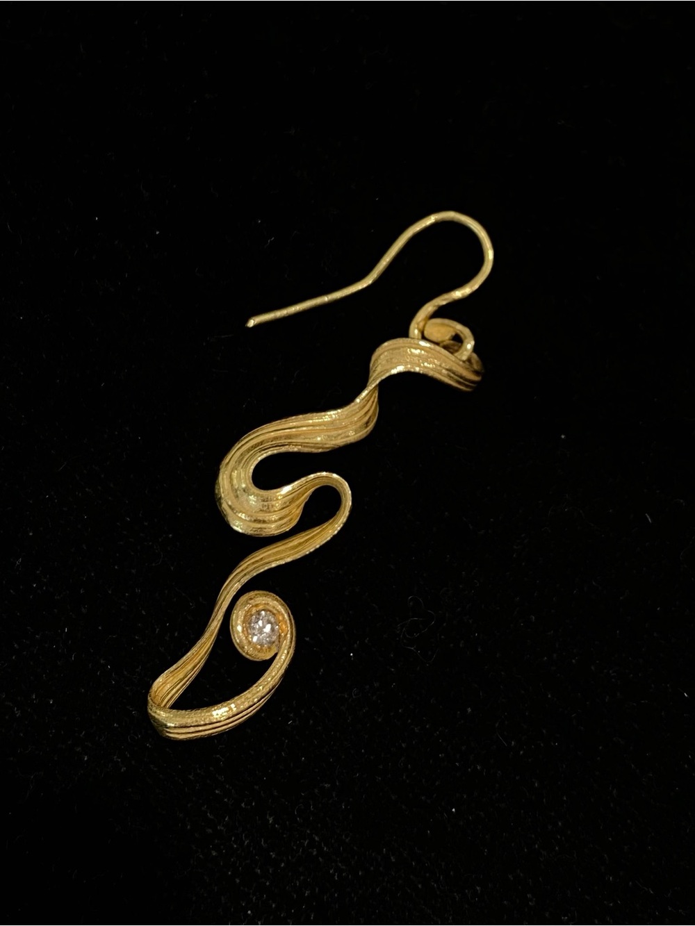 Gold Tone Swirl Drop Earring with Clear Stone - Women Jewelry